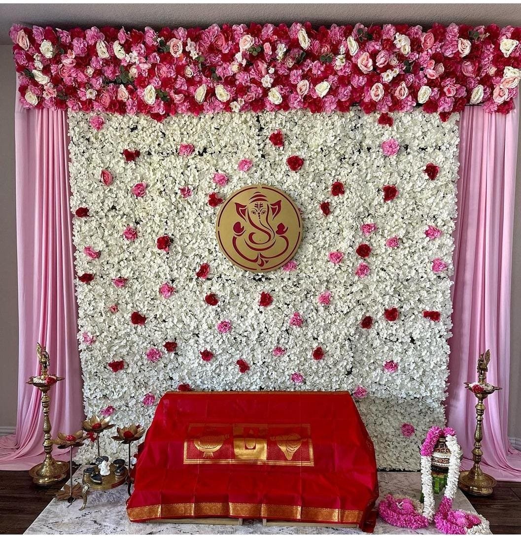 Ganesh Flower Wall Stage