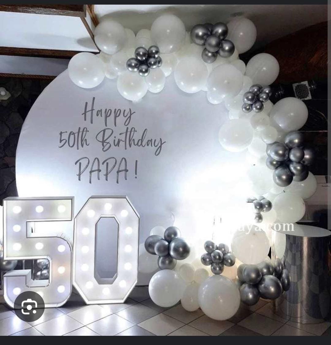 50th Birthday Silver White