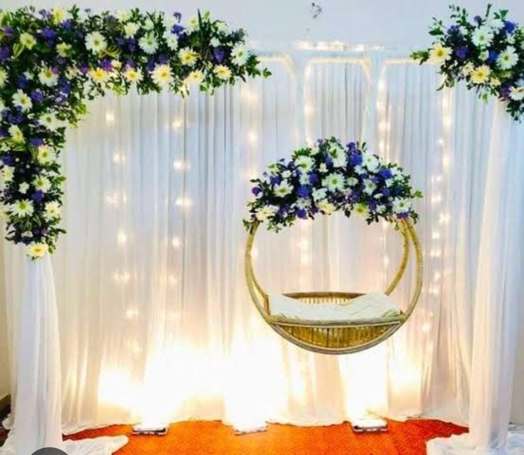 Elegant Baby Shower Cradle Setup